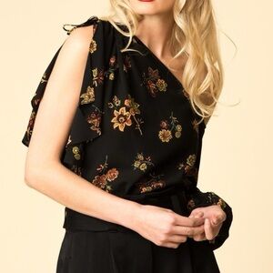 A.L.C. Silk Marissa off the shoulder one shoulder floral blouse top spring